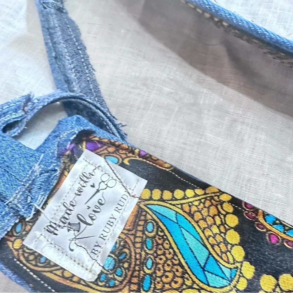 Artisan Boho Denim Coin Belt Handmade Upcycled Festival Waist Belt 33-38 Signed